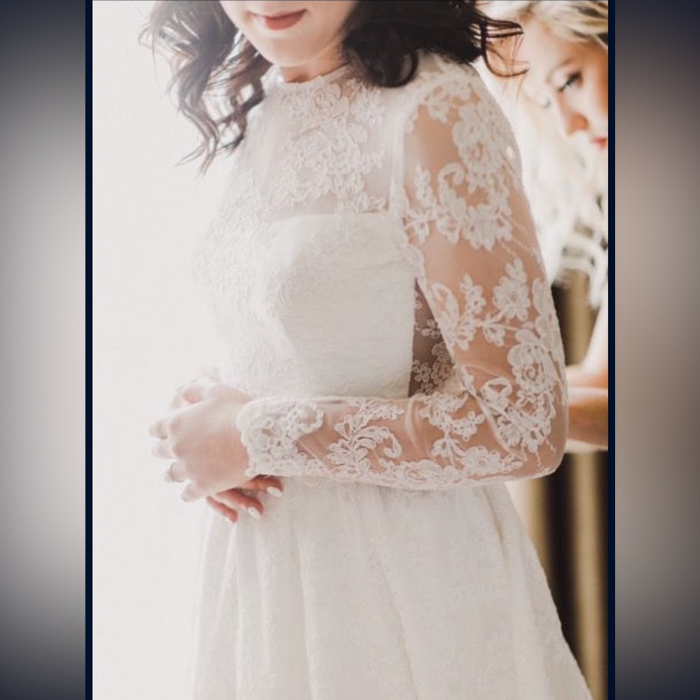 Italian lace and silk wedding dress.